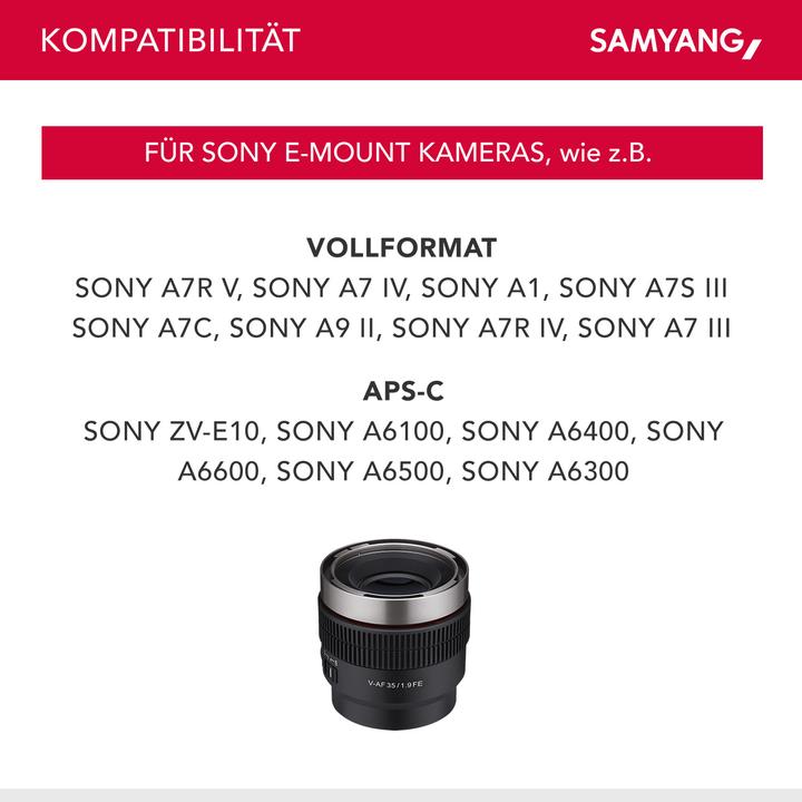 Image du produit Samyang V-AF 35mm f/1.9 FE Sony E (Sony E, Plein format)