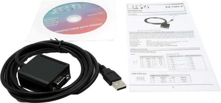 Actual product image Exsys USB 1.1 to RS232 (1.80 m)