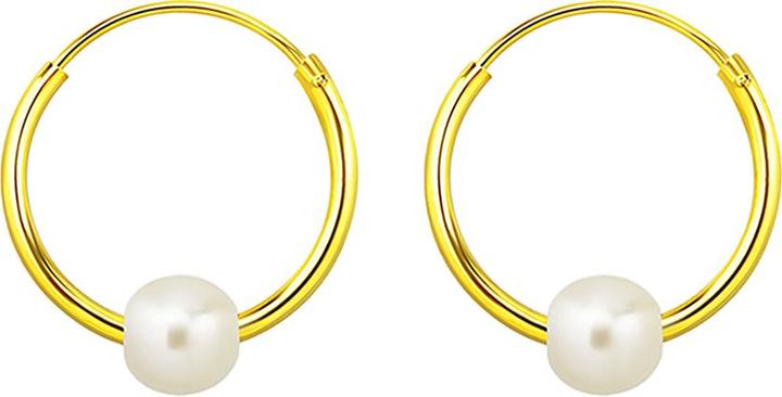 Immagine prodotto Star Piercing Orecchino tondo placcato oro 18k con perla (senza ottone, Argento 925)