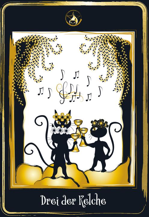 Produktbild Golden Black Cat Tarot - Hochwertige Stülpdeckelschachtel mit Goldfolie (Deutsch, Helena de Almeida, 2022)