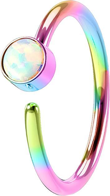 Actual product image Star Piercing Micro Piercing Ring coloured with Opal white (without brass, Surgical steel 316L)