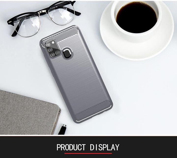 Produktbild Cadorabo TPU Ultra Slim carbon edelstahl Kombi Cover (Samsung Galaxy A21s)