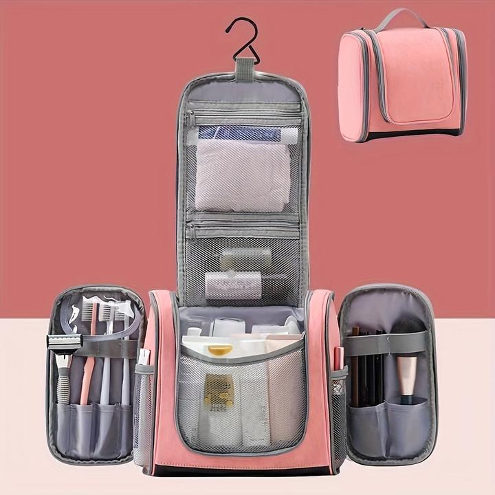 Produktbild Only-Bags.Store Tragbare hängende Waschtasche mit Haken, PU-Leder wasserdicht faltbare Kulturtasche (1 l)