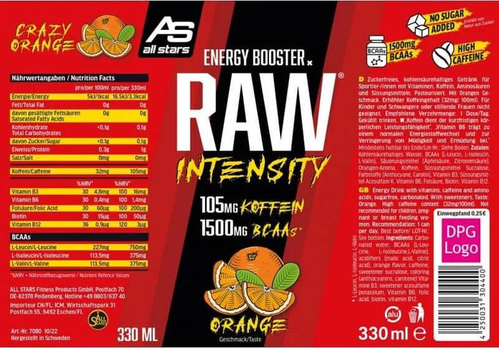 Actual product image All Stars Raw Intensity Energy Drink (330ml) (Orange, 24 x)