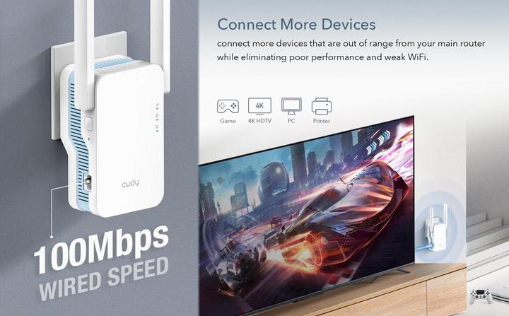 Actual product image Cudy RE1200 Wi-Fi signal booster (867 Mbit/s, 300 Mbit/s)