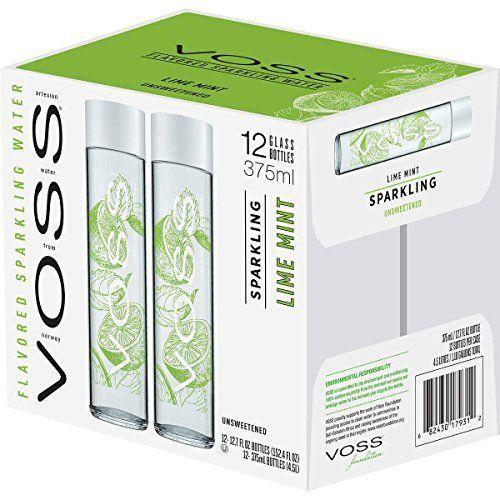 Actual product image Voss FLAVORED Sparkling Water LIME - MINT box 12 x 375 ml Norway (12 x 37.5 cl)