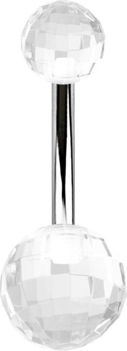 Produktbild Star Piercing Banane silber mit zwei Discokugeln transparent (ohne Messing, Chirurgenstahl 316L, Acryl)