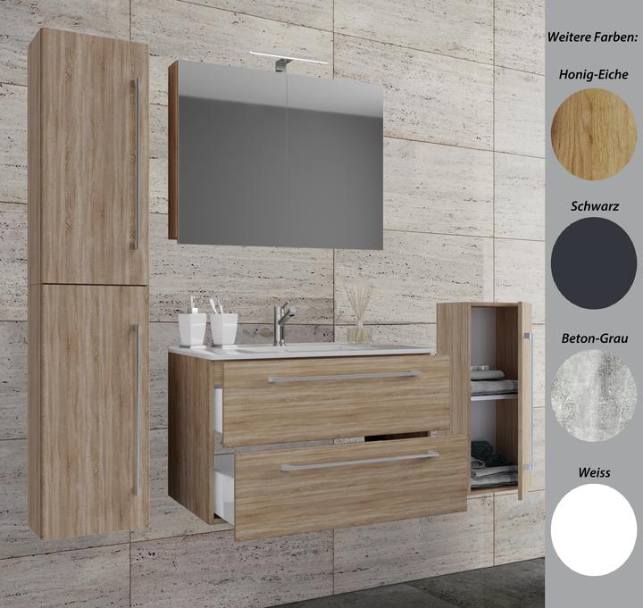VCM Lavabo 5 pezzi Lavabo Badinos 2 cassetti Armadio a specchio