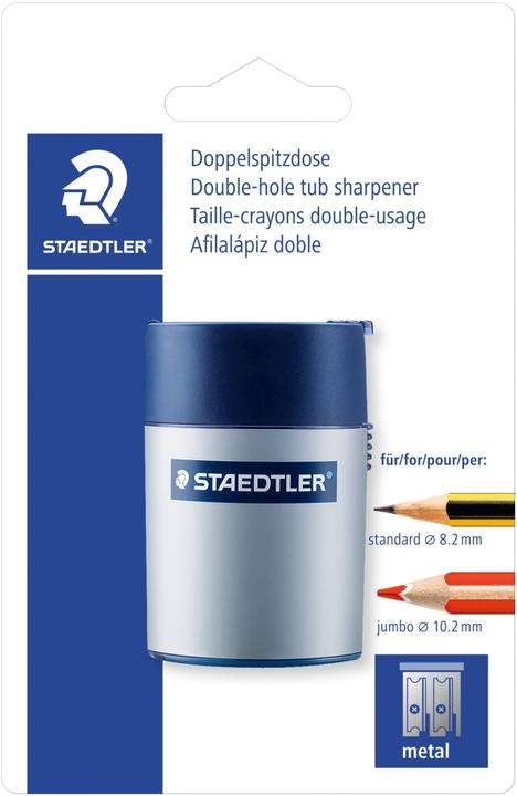 Staedtler 512 Double sharpener blister card, 8.2 mm Ø (thin), 10.2 mm Ø (thick)