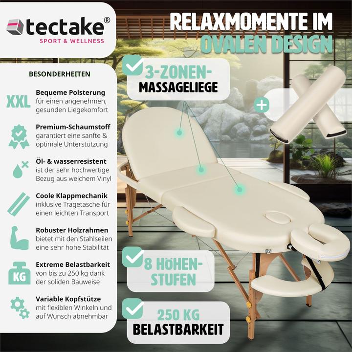 Actual product image tectake Massage table oval with 5 cm padding + rolls