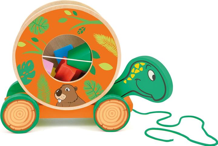 Image du produit Sevi 88045 Wood Eco Smart Jouet à tirer en bois Tortue 27 x 10 x 20 cm, 8 pièces de jeu de tri