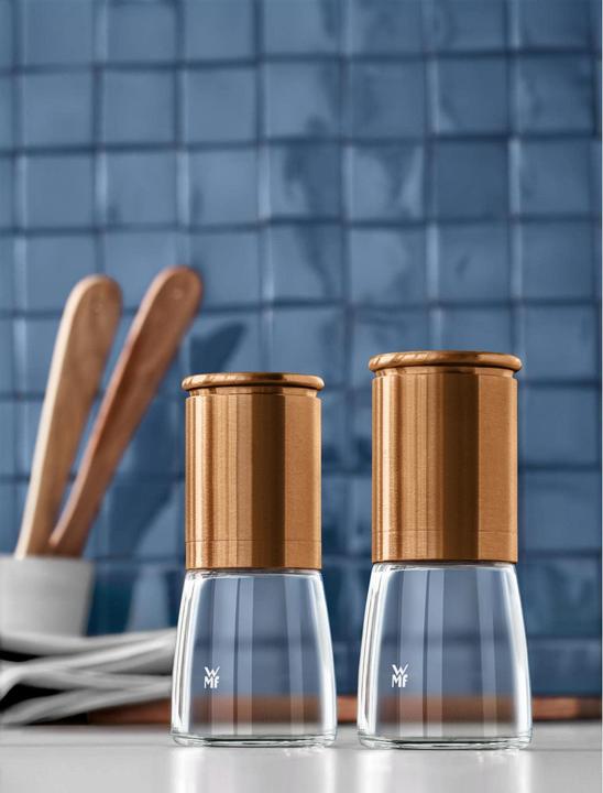 Produktbild WMF Mühlenset Salzmühle Pfeffermühle Set 2tlg Keramikmahlwerk DeLuxe Glasbehälter (Salz, Pfeffer)