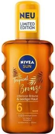 NIVEA SUN Tropical Bronze Oil Spray SPF 6 200ml Protection solaire avec extrait de carotène et vitamine E (Huile solaire, Jusqu'à SPF 10, 200 ml)