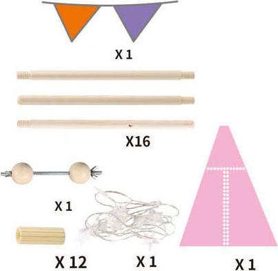 Produktbild Luxuriöses Tipi-Zelt in Rosa mit Lichtern, 128 cm