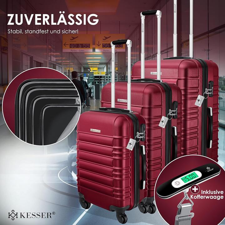 Produktbild Kesser 3tlg. Hartschalenkofferset mit Kofferwaage (120 l, M (50 - 90l), XL (ab 115l))