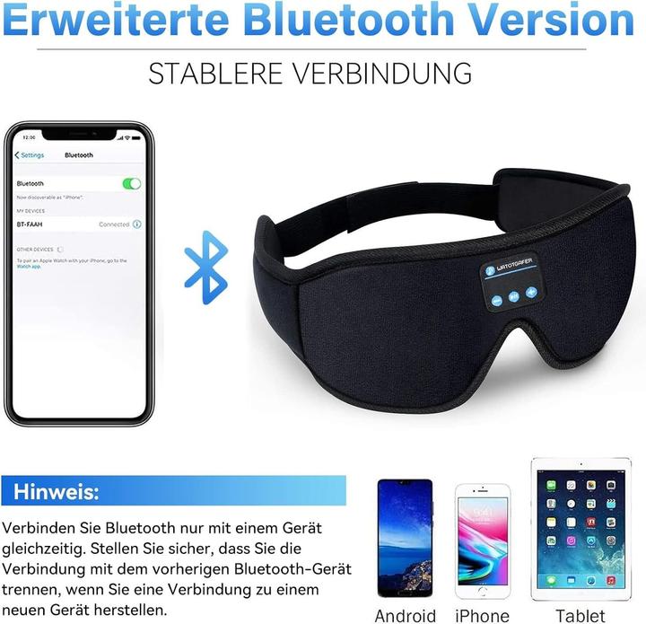 Image du produit Cbx Masque de sommeil Bluetooth avec écouteurs, écouteurs de sommeil sans fil (Sans fil)