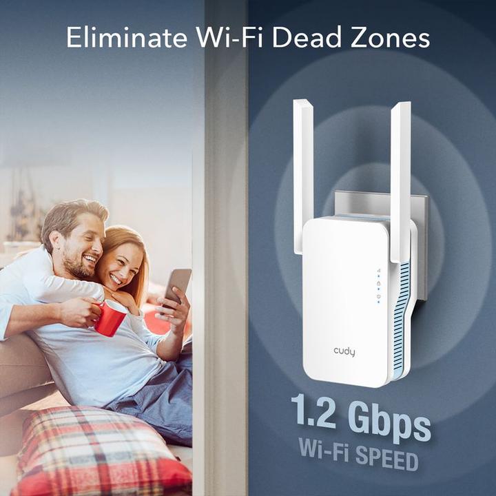 Actual product image Cudy RE1200 Wi-Fi signal booster (867 Mbit/s, 300 Mbit/s)