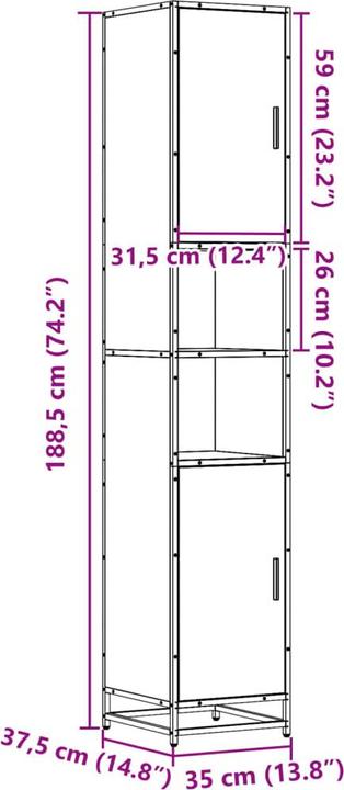 Produktbild VidaXL Badschrank Hochschrank Badezimmerschrank Schrank Badmöbel Sonoma-Eiche