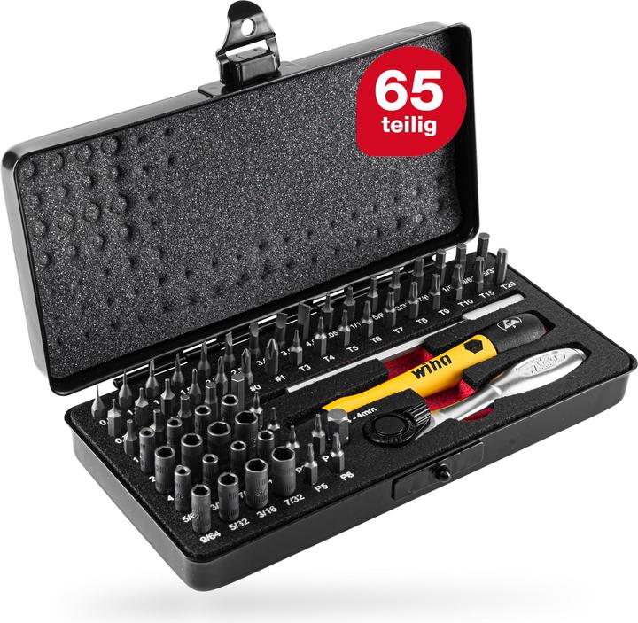 Actual product image Wiha Micro bit set 65 pcs. incl. storage box Precision mechanics screwdriver set Bit holder (4 mm)