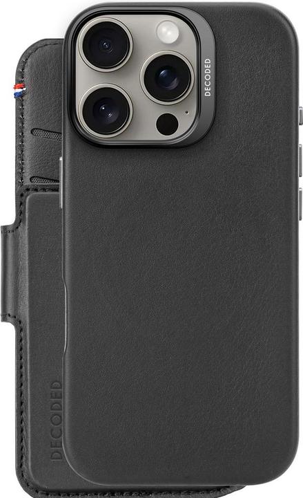 Image du produit Decoded Portefeuille en cuir détachable MagSafe avec étui pour iPhone 16 Pro - Noir (Apple iPhone 16 Pro)
