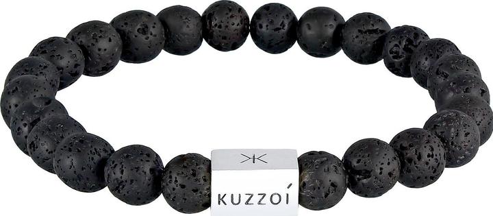 Immagine prodotto Kuzzoi Bracciale Uomo Lava Gemstone Bead Rettangolo Argento 925 (19 cm, Argento 925)