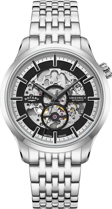 Immagine prodotto Rotary GB02945/87 Orologio da uomo automatico Greenwich 42mm 5ATM (Orologio da polso analogico, 42 mm)