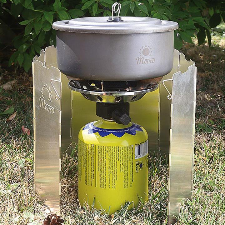 Image du produit Meva Bouclier anti-vent pour un brûleur de poêle de camping - argent