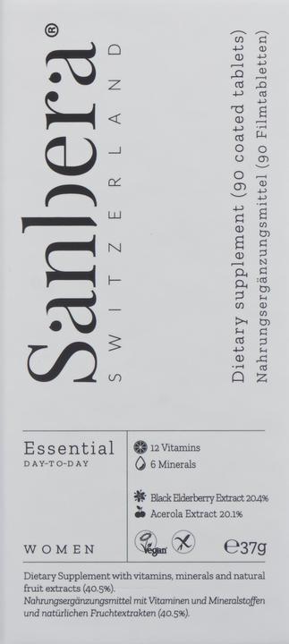 Nährwerte und Zutaten Sanbera Daily Essential Women (90 Stück, Tabletten)