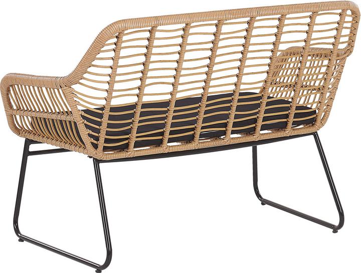 Produktbild Beliani Lounge Set Rattan natürlich 4-Sitzer Auflagen schwarz MINORI