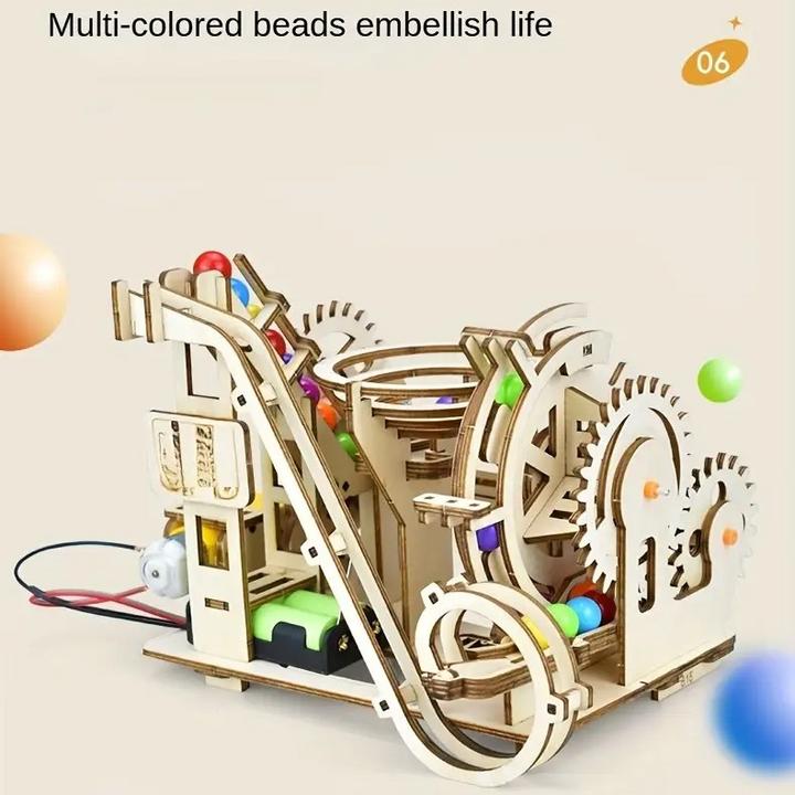 Image du produit The Toy Company 3D Holz Kugelbahn, Murmelbahn Puzzle aus Holz, batteriebetrieben