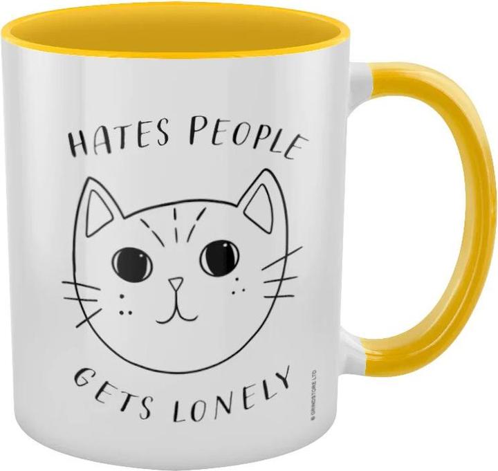 Produktbild Grindstore Kaffeebecher Hates People Gets Lonely Zweifarbige Innenseite
