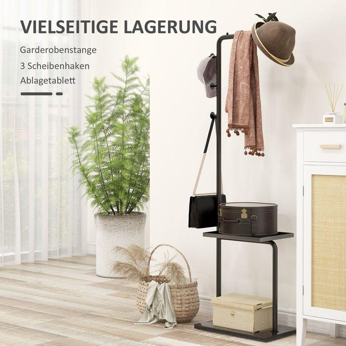 Actual product image Swisshandel24 Garderobenständer Kleiderständer inkl. Haken & Tablett ideal für Kleider, Hüte