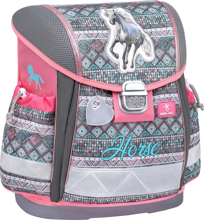 Produktbild Belmil CLASSY Schulrucksack 4-teiliges-Set Horse Aruba Blue (19 l)