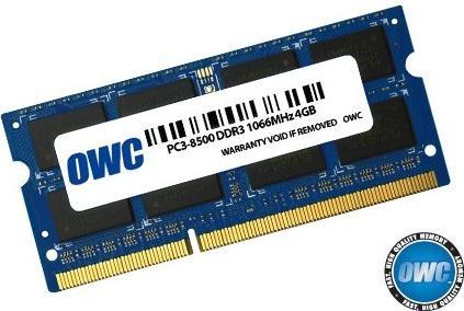 Image du produit OWC 4.0GB PC-8500 DDR3 1066MHz SO-DIMM 204 Pin SO-DIMM Module de mise à niveau de la mémoire PC3-8500 (1 x 4GB, 1066 MHz, RAM DDR3, SO-DIMM)
