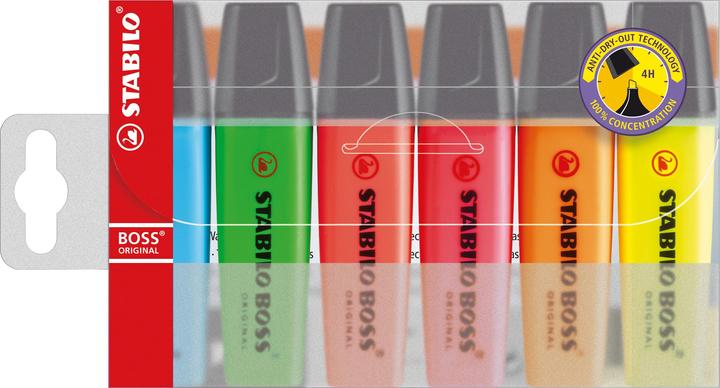 STABILO BOSS ORIGINAL highlighter (Blue, Green, Pink, Red, Orange, Yellow, 5 mm, 6 x)
