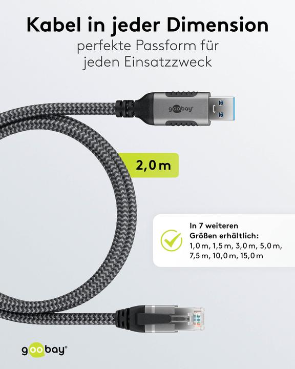 Image du produit Goobay Câble Ethernet USB-A vers RJ45 (USB, RJ45 (1x))