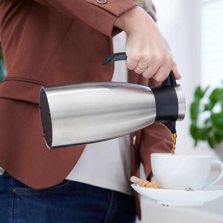 Actual product image Emsa Vacuum jug SOFT GRIP, 1.0 litre, stainless steel / wine red One-handed operation with quick-tip (1 l)