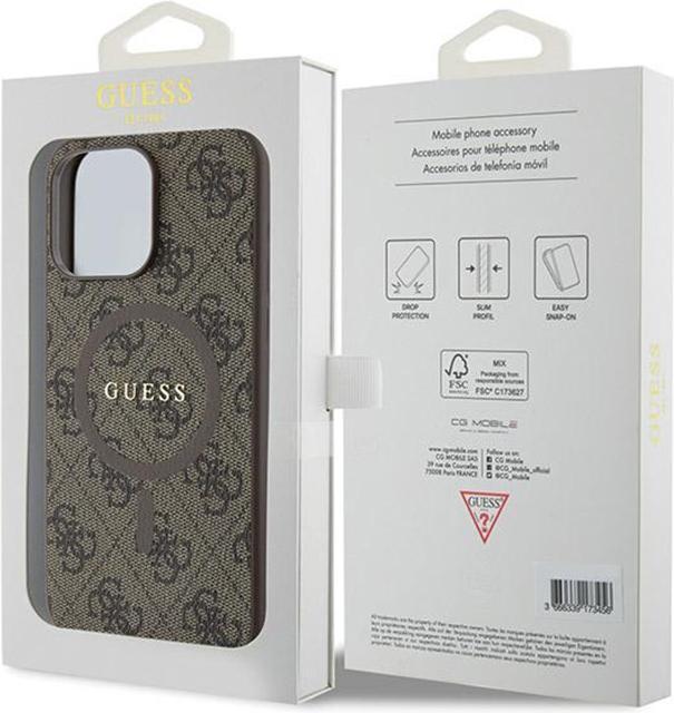 Produktbild Guess GUHMP15LG4GFRW iPhone 15 Pro 6.1" brązowy/brown hardcase 4G Collection Leather Metal Logo MagS (Apple iPhone 15 Pro)