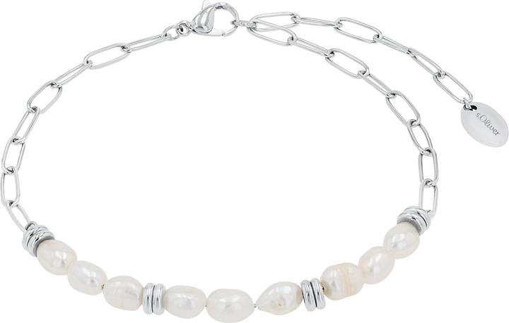 Produktbild S.Oliver Sommerschmuck für Damen, Edelstahl, Süsswasserzuchtperle (Edelstahl, 27 cm)