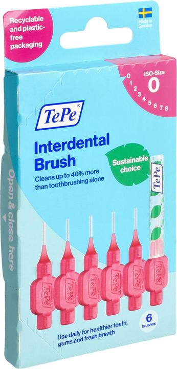 Actual product image TePe Interdental Brush Pink 0.4 - Effective Oral Care (6 x, 0.40 mm)