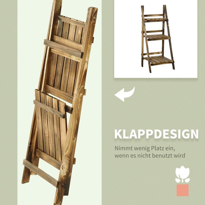 Actual product image Outsunny Plant staircase Flower staircase Plant shelf 3 steps Fir wood Dark brown 40 x 37 x 93 cm