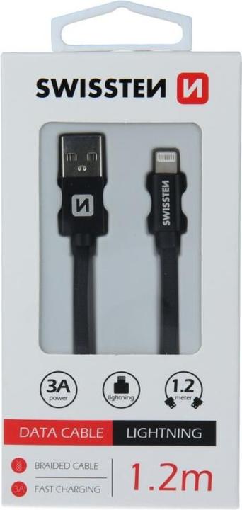 Produktbild Swissten Datenkabel Textil USB / Lightning 1.2 M (1.20 m, USB 3.2 Gen 1)
