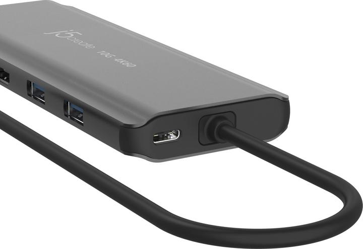 Immagine prodotto j5Create JCD398-N, Cablato, USB 3.2 Gen 2 (3.1 Gen 2) Type-C, 100 W, 10,100,1000 Mbit/s, Grigio, Spa (2 Porti)