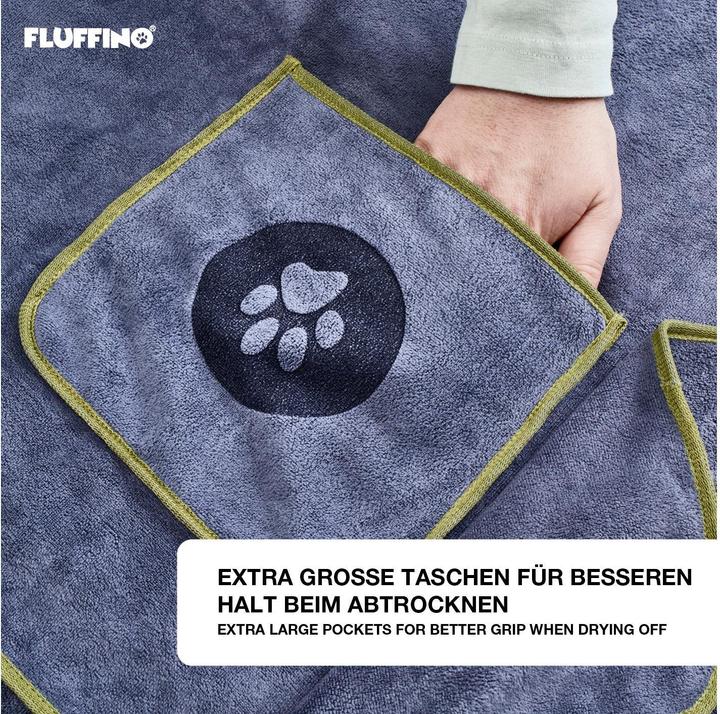 Immagine prodotto Fluffino Set di 2 asciugamani per cani (L, Cappotto per cani)