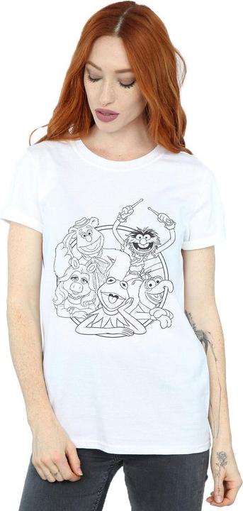 Actual product image Disney Womens/Ladies The Muppets Group Line Art Cotton Boyfriend T-Shirt (L)