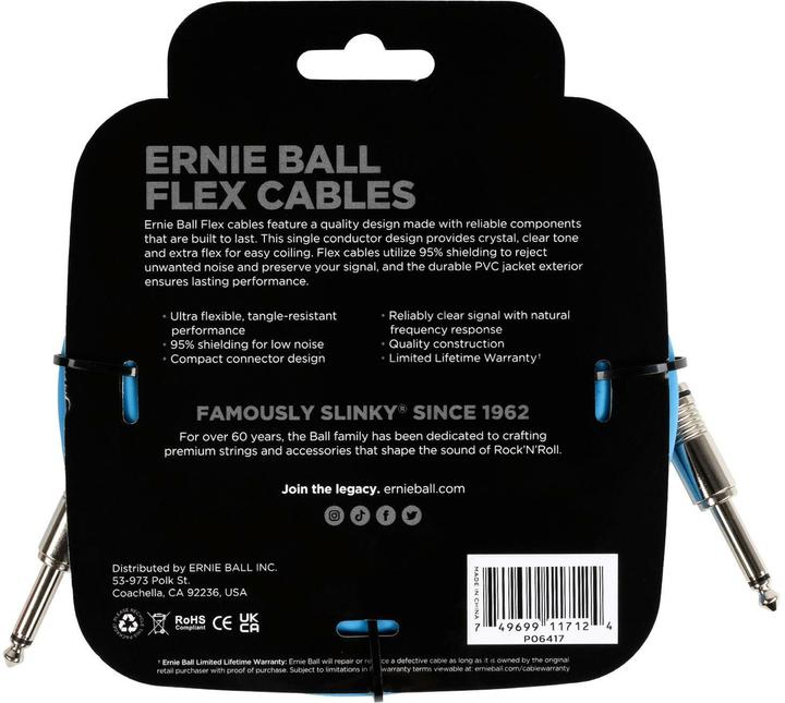 Actual product image Ernie Ball Instrument cable 6417 - 6.09 m, blue (6.09 m)