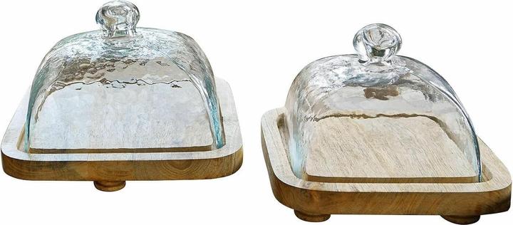 Immagine prodotto Loberon Vaso a campana in vetro con piatto set di 2 Bellavario chiaro/marrone