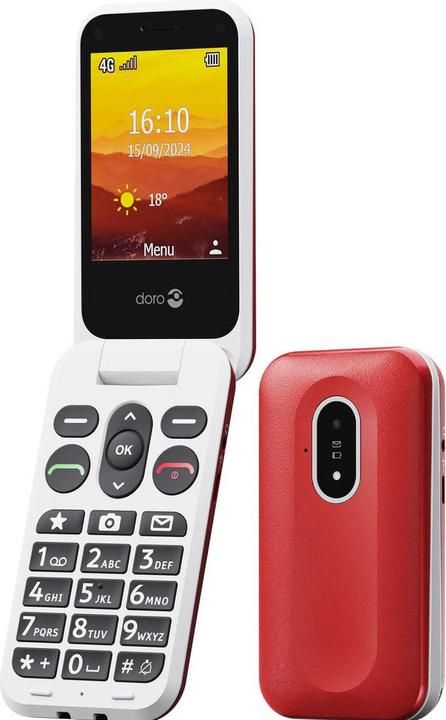 Produktbild Doro Leva L20, Clamshell, Single SIM, 7,11 cm (2,8"), 2 MP, 1150 mAh, Rot, Weiss (2.80", 2 Mpx, 4G)
