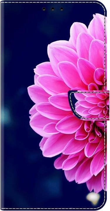 Produktbild Art iPhone 15 Pro Buch Etui Tasche mit Kartenfach Pinke Blume (Apple iPhone 15 Pro)