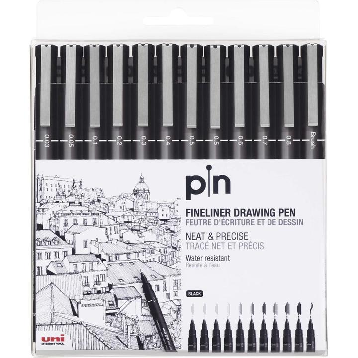 Produktbild Uni-ball Pin Fineliner (Black, 12 x)
